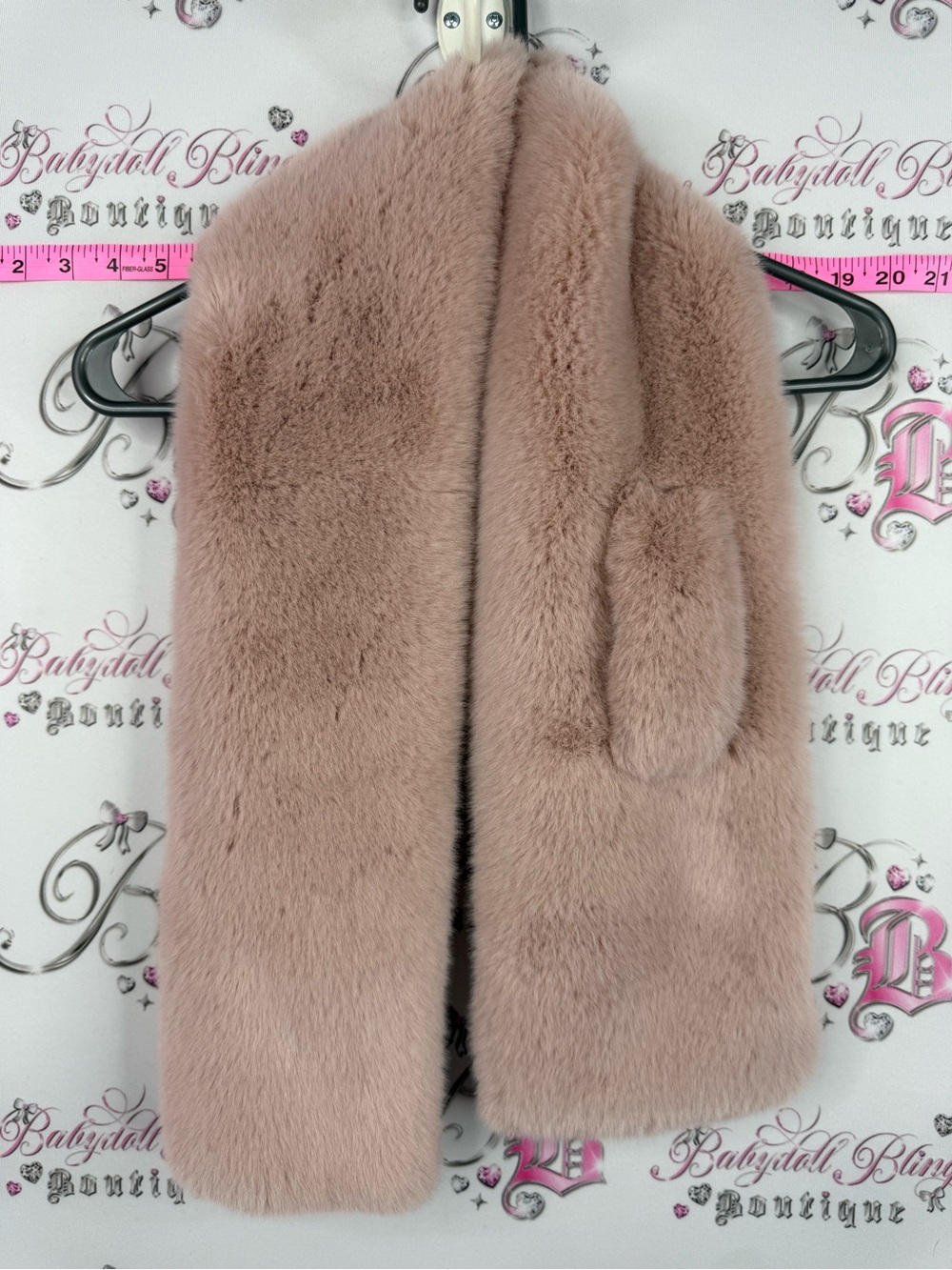 Love & lore scarf furry fuzzy shiny back Faux Fur Scarf Wrap in Dusty Rose